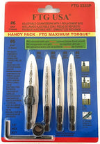 FTG USA Adjustable Wood Countersink Drill Bit #6 (9/64") with 3 Tapered Drill Bits for Woodworking
