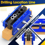 Self Centering Doweling Jig Kit, Drill Jig For Straight Holes Biscuit Joiner Set With 6 Drill Guide Bushings, Adjustable Width Drilling Guide Power Tool Accessory Jigs (Blue)