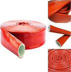 Insulation Heat Shielded Fire Thermo Armor Fire Sleeve Silicone Coated Fiberglass Heat Protection for Automotive Hose Lines & Electrical Wiring-（Red 3/4" ID x5FT）