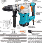 Berserker 1-9/16" SDS-Max Heavy Duty Rotary Hammer Drill with Vibration Control,Safety Clutch,13 Amp 3 Functions Demolition Rotomartillo for Concrete-Including 4 Drill Bits,2 Chisels,Carrying Case