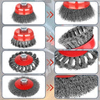 7pcs Wire Wheel for 4 1/2 Angle Grinder Wire Wheel Brush Cup Set with Threaded Arbor, Angle Grinder Wire Wheel for Rust, Corrosion, Paint Removal
