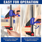 WORKPRO 6" Clamps for Woodworking 2-Pack, Quick-Release Wood Clamps/Spreader Light Duty, One Hand 150 LBS Load Limit, Ideal for Woodworking and DIY Projects