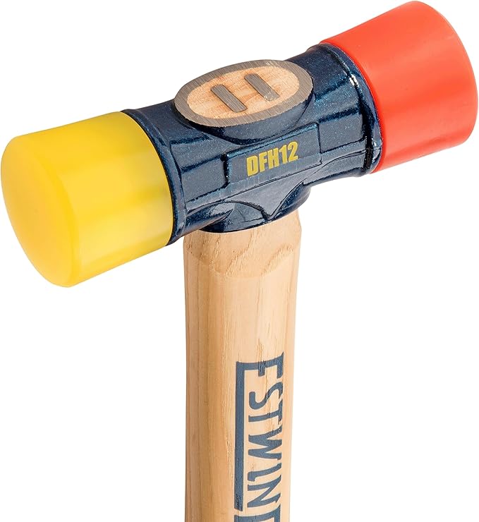 ESTWING Rubber Mallet - 12 oz Double-Face Hammer with Soft/Hard Tips & Hickory Wood Handle - DFH12