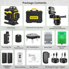 IKOVWUK 4x360° Laser Level Pro Kit, Self-leveling Tool for Construction, Tiling Floor & Picture Hanging, 4D Cross Line Laser Level with Fine-tuning Bracket, 16 Lines Laser level with 2*4000mAh Battery