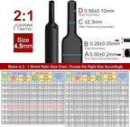 Chanzon 2:1 Ratio 11/64" (4.5mm) Heat Shrink Tubing 8Ft Roll (2.5M Total Length) Black Polyolefin Sleeving Wrap Shrinking 2 to 1 1pcs