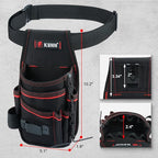 KUNN Electrician Tool Pouch with Belt Clip - 7-Pocket Lightweight Small Tool Belt Pouches for Carpenters, Technicians, HVAC - Heavy Duty Multi-Pocket Organizer for Construction, Maintenance, DIY Tools