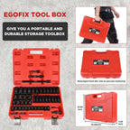 1/2" Drive Impact Socket Set 49 Piece, Standard and Deep Metric Socket (9-25mm, 27, 30, 32mm), Includes Extension Bars, Universal Joint and Adapter, 6 Point Design,Cr-V steel