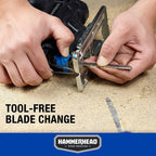 Hammerhead 4.8-Amp 3/4 Inch Jig Saw with 2pcs Wood Cutting Blades, Variable Speed and Orbital Function - HAJS048
