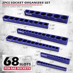 6-Piece 1/4" 3/8" 1/2"-Driver SAE Magnetic Socket Organizer Set (Holds 68 Sockets) - Detachable Tool Tray with 5mm Magnetic Base for Garage/Home Workshop(Sockets Not Included)