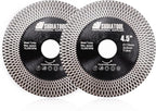 SHDIATOOL 2Pcs Porcelain Tile Diamond Saw Blades Diameter 4.5 Inches x 7/8 inch for Dry/Wet Cutting Grinding Ceramic Marble Artificial Stone