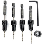 FTG USA Adjustable Wood Countersink Drill Bit Set 4 Pc #4 (7/64") with Tapered Drill Bit for Woodworking