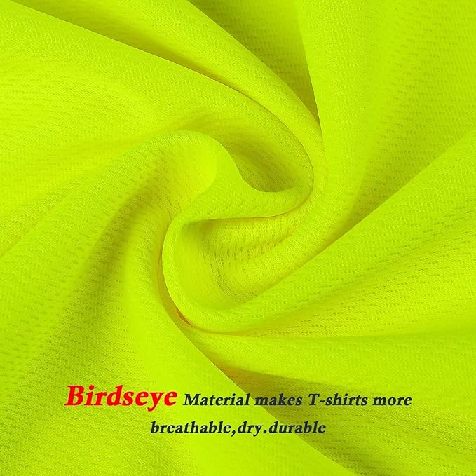 High Visibility Class 3 T Shirts，Hi Vis Safety Shirts with Reflective Strips and Pocket, Short Sleeve Quick Dry Mesh Construction Work Shirt for Men/Women Lime,XL