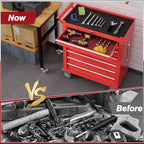 Rolling Tool Chest with Drawers, 7 Drawers Tool Chests & Cabinets, Metal Toolbox with Wheels, Lockable Storage Cabinet, Garage Tool Box with Drawers (Red, 7 Drawers)