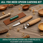 BeaverCraft S01 Wood Spoon Carving Knives Set Spoon Making Tools Kit Whittling Knife Hook Knife Right-handed Bowl Cup Kuksa for Beginners Woodworking Professional Wood Carving Kit