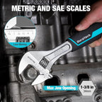 DURATECH 10-Inch Adjustable Wrench, Cr-V Steel Wrench, Wide Jaw Wrench, Metric & SAE Scales, for Home, Garage, Workshop and DIY