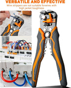 Automatic Wire Stripper for 10-24 AWG, 8 Inch 3-In-1 Tool for Stripping, Cutting, and Crimping, Multi-function Tool for Industrial and DIY Use
