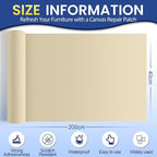 Self-Adhesive Canvas Repair Tape, 16" x 79" Waterproof Canvas Repair Patch, Fabric Patch Repairs Kit for Furniture, Tents, Sunbrellas, Boat Covers Awnings, Couches, Clothes, Bags Light Beige