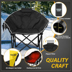 Oversized Heated Camping Chair, 3 Heat Levels Portable Heated Folding Chairs with 20,000mAh Power Bank, Camping Heated Chair for Adults Supports 440 lbs, Heavy Lawn Chair for Camping/Patio