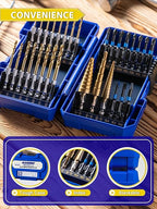 JEFE HEX 30pcs Impact Bit Set, Screwdriver Bit Set 11pcs, Hex Shank Drill Bit Set 16pcs, Step Drill Bit 3pcs, High Speed Steel Materialand Titanium Coating, S2 Alloy Steel Bits with Index Box