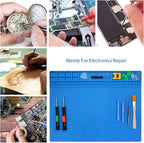 Handook Soldering Mat Silicone Repair Mat Heat Resistant 932°F Workbench Mat for Cellphone, Computer, PCB board Electronic Repair Mat for Soldering Station Iron Gun with Size 16 x 12 Inch (Blue)