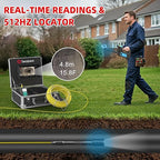 Sanyipace Sewer Camera 100FT with 512Hz Locator, Self-Leveling Drain Camera Pipe Inspection Cámara, Distance Counter, IP68 Waterproof, 9" HD Color Screen, Video Record up to 128GB