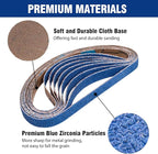 40 PCS 1/2" x 18" Zirconia Sanding Belts,8 Each of 40/60/80/120/240 Grits Belt Sander Paper,1/2 x 18 Inch Sanding Belts for Air Belt Sander, Woodworking, Metal Polishing, Derusting