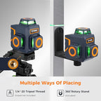 CIGMAN Laser Level 360 Self leveling, Rechargeable 3X360° Laser Level for Picture Hanging, Construction Laser, Remote Control & Magnetic Bracket,100FT Working Distance