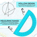 EBOOT Plastic Protractor Math Protractors 180 Degrees, 6 Inch, Pack of 2 (Blue)