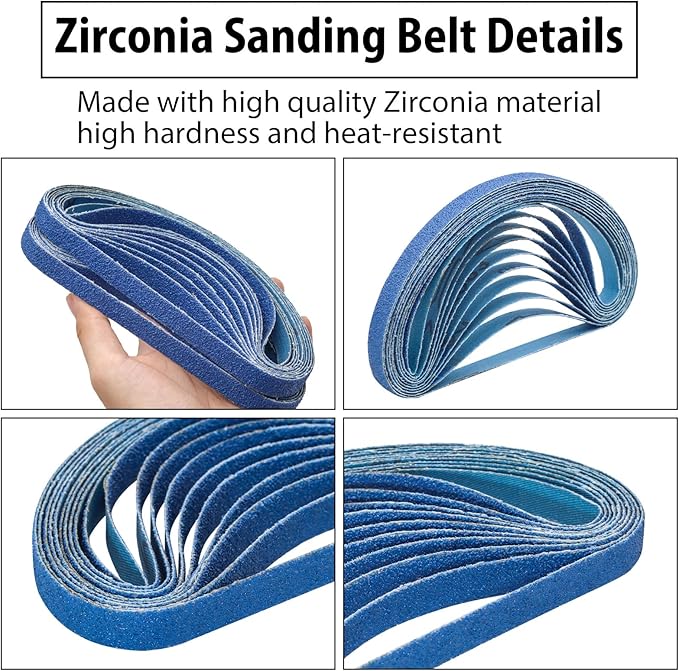 30 Pcs 1/2" x 18" Zirconia Sanding Belts, 40 Grit 1/2x18 Inch Sanding Belts for Air Belt Sander, Zirconia Belt Sander Sanding Belts for Metal Polishing, Derusting (1/2x18in, 40 Grit)