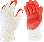 SAVER Non-Slip Red Work Gloves for Construction Latex Rubber Palm Coated - Premium Daily Safety Work Gloves
