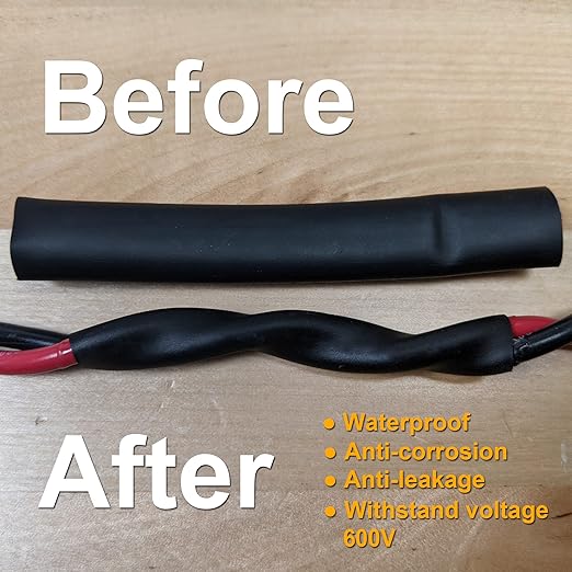 TKDMR 26 Ft 5/16" Heat Shrink Tubing - 3:1 Ratio Marine Grade Heat Shrink,Wire Cable Adhesive Lined Tube Insulation Seal Against Moisture Corrosion and Air Leakage.Black
