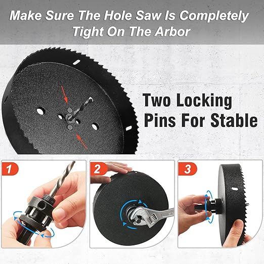 6-1/4 Inch Hole Saw with 1/2" Hex Shank Quick Change Arbor, JTemgle Bi-Metal Hole Saw Heavy Duty Hole Cutting Tool for Cornhole Boards, Recessed Lights, Wood, Plastic, Drywall & Soft Metal