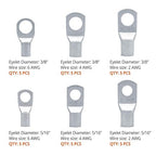 Wirefy 30 PCS Tinned Copper Wire Lugs Kit - Battery Lugs - Crimp Battery Cable Ends - Ring Terminals - 6-2 Gauge