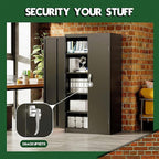 Greenvelly Metal Garage Storage Cabinet, 72” Lockable Storage Cabinet with Adjustable Shelves, Steel Tool Organizer for Home Office, Garage, School, Classroom(36" W x 18" D)