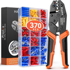 Wire Terminals Crimping Tool Kit with New Handle Design, Preciva AWG20-10 Insulated Ratcheting Crimper Tool with 370PCS Insulated Wire Connectors (USRC50371)