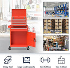 Tool Box with Wheels, 5-Drawer High Capacity Tool Chest with Wheels, Removable Storage Toolbox with Lock for Garage, Workshop and Room Use(Red)