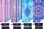 Microfiber Towel - Sand Free Absorbent Quick Dry for Pool, Swim, Camping, Sports, Beach, Backpacking, Yoga, Gym, Travel Towels XL 71x32 with Bag - Soft, Compact, Lightweight, Thin 4 Pack