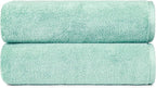 Amazon Basics 100% Cotton Quick-Dry Lightweight Moisture Absorbing Bath Towel, 2-Pack, Seafoam Green, 54" x 30"
