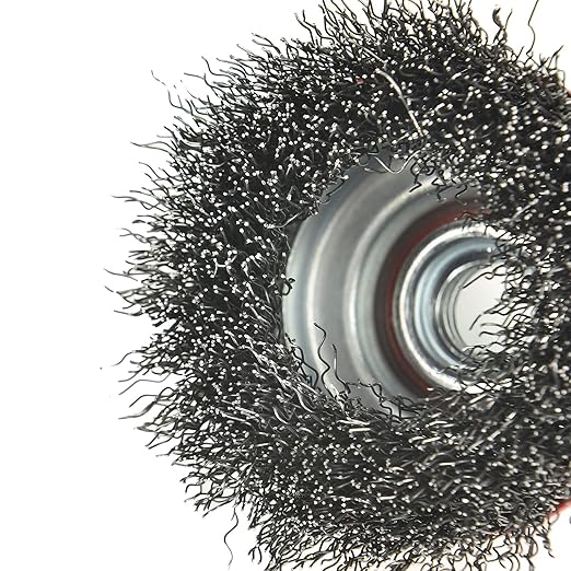 2PCS 3 Inch Carbon Steel Crimped Wire Wheel Cup Brush Set for Grinders, Coarse Crimped with 5/8-Inch-11 Threaded Arbor, Max RPM 12,500, Light-Duty Conditioning for Metal, Rust Removal, Abrasives