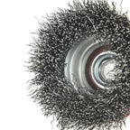 2PCS 3 Inch Carbon Steel Crimped Wire Wheel Cup Brush Set for Grinders, Coarse Crimped with 5/8-Inch-11 Threaded Arbor, Max RPM 12,500, Light-Duty Conditioning for Metal, Rust Removal, Abrasives