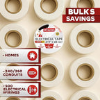 Xfasten Electrical Tape White 3/4 Inch x 66 Feet 12-Pack (792 Feet Total) UL/CSA Listed High Temp Residue-free Vinyl Automotive Electric Tape Waterproof (White, 3/4 Inch x 66ft (12-Pack 792 ft Total))