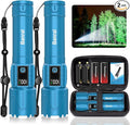 Rechargeable Flashlights High Lumens - Super Bright LED Tactical Flash Light, Powerful Waterproof Handheld USB C Flashlight for Camping,Emergencies,Home,5 Modes,Zoomable (2, Turquoise)