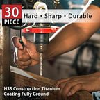30 PCS Titanium Impact Drill Bit Set, Hex Shank Drill Bit Set for Wood, Steel, Metal, and Plastic with Quick Change Design, HSS Titanium Twist Drill Bit with Storage Case, 5/64" to 1/2"