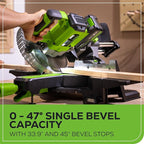 Greenworks 24V Brushless 7-1/4" Sliding Compound Miter Saw Kit, 4800RPM, Single Bevel 0-47°, LED Cut Line, Dust Collection, 4.0Ah Battery & Charger Included