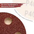 80 PCS 40 Grit Sanding Discs 5 inch, Hook and Loop Sandpaper for Random Orbital Sander