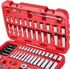 CARBYNE 1/4" Drive 6 Point Socket & Ratchet Set - 65 Piece | SAE & Metric. Includes Metric 4mm to 14mm, SAE 5/32" to 9/16. Chrome Vanadium Steel • From a Family-Run Tool Company Based in the U.S.A.