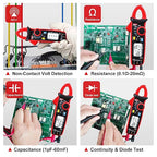 UNI-T UT210e Mini Clamp Meter & Alligator Electric Clips, AC/DC Amp Meter Clamp Multimeter True RMS 2000 Counts Voltage Tester Continuity Tester Capacitor HVAC Tool