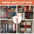 62PCS 6 AWG Ring Terminal Connectors Battery Copper Wire Lugs 6 Gauge 5/16", 3/8", 1/4", 1/2" with Heat Shrink Tubing Set, 30Pcs Battery Cable Ends and 32PCS Heat Shrink Tubing