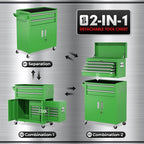 INTERGREAT Tool Chest, Assembled Tool Cabinet with 8 Drawers, Detachable Organized Tool Chests, Lockable Tool Cabinet for Workshop, Warehouse, Mechanics Garage (Green)