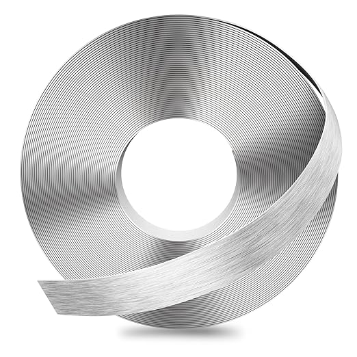 GSCIT Club Silver Edge Banding, 1 Inch x 100ft Aluminum Brushed Edge Banding PVC Edge Trim for Cabinet Repair Furniture